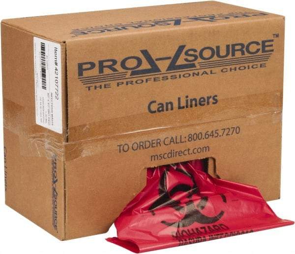 PRO-SOURCE - 45 Gal Capacity, Red, Hazardous Waste Bag - 1.3 mil Thick x 40" Wide x 47" High, Roll - Eagle Tool & Supply