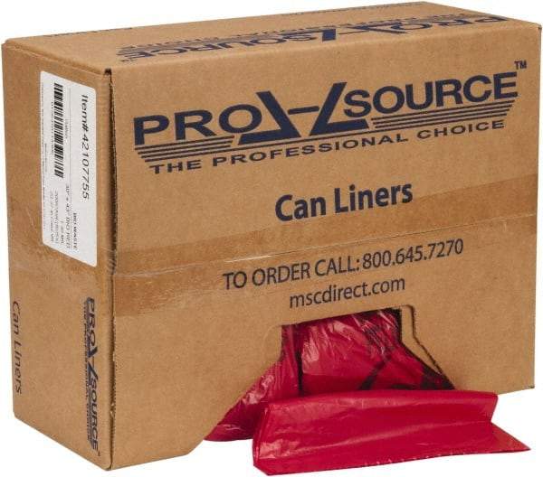 PRO-SOURCE - 32 Gal Capacity, Red, Hazardous Waste Bag - 1.3 mil Thick x 30" Wide x 43" High, Roll - Eagle Tool & Supply