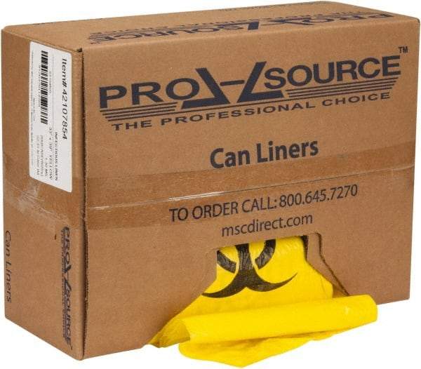 PRO-SOURCE - 33 Gal Capacity, Yellow, Hazardous Waste Bag - 1.3 mil Thick x 33" Wide x 39" High, Roll - Eagle Tool & Supply