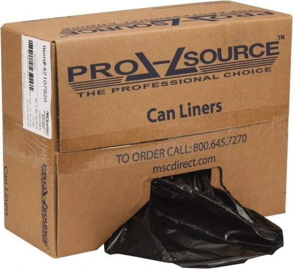 PRO-SOURCE - 1.65 mil Thick, Heavy-Duty Trash Bags - Linear Low-Density Polyethylene (LLDPE), Flat Pack Dispenser, 40" Wide x 46" High, Black - Eagle Tool & Supply