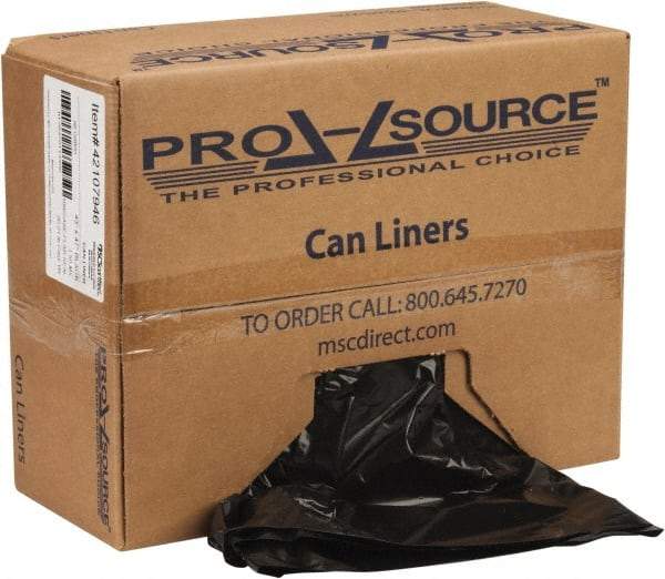 PRO-SOURCE - 1.5 mil Thick, Heavy-Duty Trash Bags - Linear Low-Density Polyethylene (LLDPE), Flat Pack Dispenser, 43" Wide x 47" High, Black - Eagle Tool & Supply