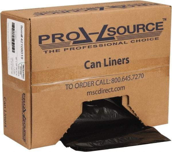 PRO-SOURCE - 1.1 mil Thick, Heavy-Duty Trash Bags - Hexene Resins, Roll Dispenser, 38" Wide x 58" High, Black - Eagle Tool & Supply