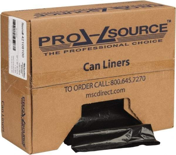 PRO-SOURCE - 1.1 mil Thick, Heavy-Duty Trash Bags - Hexene Resins, Roll Dispenser, 30" Wide x 36" High, Black - Eagle Tool & Supply