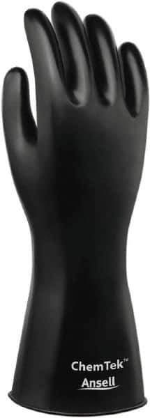 Ansell - Size L (10), 12" Long, 8 mil Thick, Viton Chemical Resistant Gloves - Smooth Finish, Gauntlet Cuff, ANSI Abrasion Level 3, ANSI Cut Level 0, Black - Eagle Tool & Supply