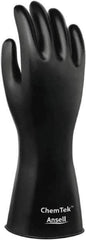 Ansell - Size L (10), 12" Long, 8 mil Thick, Viton Chemical Resistant Gloves - Smooth Finish, Gauntlet Cuff, ANSI Abrasion Level 3, ANSI Cut Level 0, Black - Eagle Tool & Supply