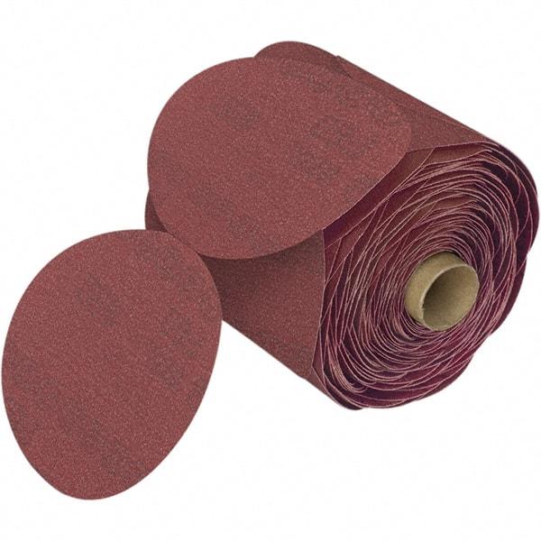 3M - 5" Diam, 320 Grit Aluminum Oxide Adhesive PSA Disc - Extra Fine Grade, Reddish Brown, Film Backing, Flexible, Use with Random Orbital Sanders - Eagle Tool & Supply
