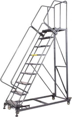 Ballymore - 123" 9 Step Ladder - Rolling Safety Ladder, 600 Lb Capacity, 90" Platform Height, 32" Base Width x 75" Base Depth, Perforated Tread - Eagle Tool & Supply