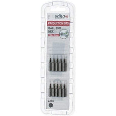 Wiha - 0.109" Ball End Hex Screwdriver Bit - 1/4" Drive, 1" OAL - Eagle Tool & Supply