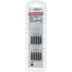 Wiha - 1/8" Ball End Hex Screwdriver Bit - 1/4" Drive, 1" OAL - Eagle Tool & Supply