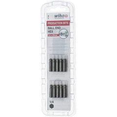 Wiha - 1/4" Drive, Hex Inch Screwdriver Bit - 1" OAL - Eagle Tool & Supply