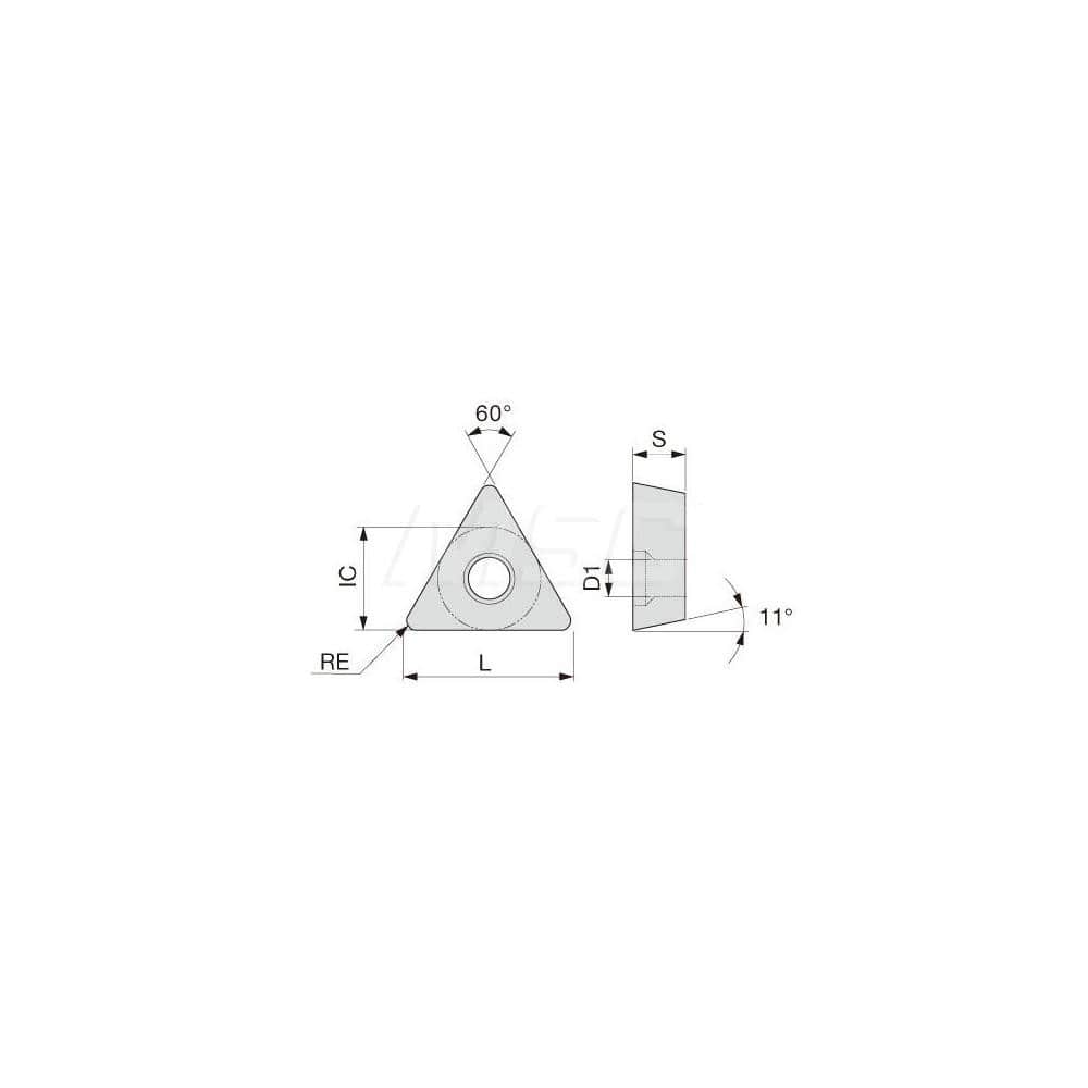 Turning Insert:  TPMT222PM AH725,  Solid Carbide TiAlN Finish,  Neutral,  1/4″ Inscribed Circle,  0.0310″ Corner Radius,  60.0 &deg N/A Triangle,  Series  TPMT