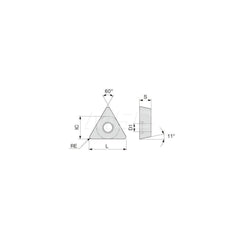 Turning Insert:  TPMT222PM AH725,  Solid Carbide TiAlN Finish,  Neutral,  1/4″ Inscribed Circle,  0.0310″ Corner Radius,  60.0 &deg N/A Triangle,  Series  TPMT