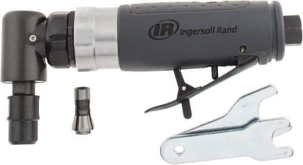 Ingersoll-Rand - 1/4" Collet, Angle Handle, Straight Air Die Grinder - 20,000 RPM, Rear Exhaust, 23 CFM, 0.33 hp, 1/4" Inlet - Eagle Tool & Supply