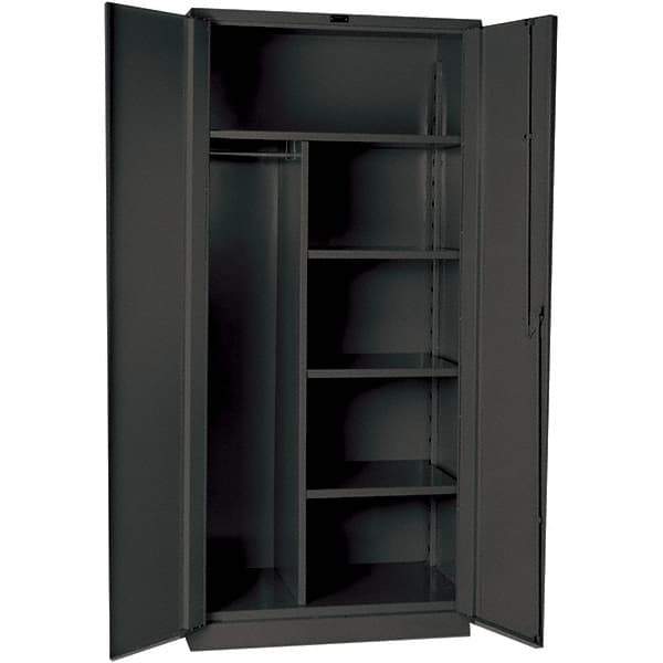 Hallowell - 4 Shelf Combination Storage Cabinet - Steel, 48" Wide x 24" Deep x 78" High, Gray - Eagle Tool & Supply