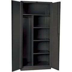 Hallowell - 4 Shelf Combination Storage Cabinet - Steel, 36" Wide x 24" Deep x 78" High, Gray - Eagle Tool & Supply