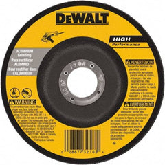 DeWALT - 30 Grit, 5" Wheel Diam, 1/4" Wheel Thickness, 7/8" Arbor Hole, Type 27 Depressed Center Wheel - Aluminum Oxide, 12,200 Max RPM, Compatible with Angle Grinder - Eagle Tool & Supply
