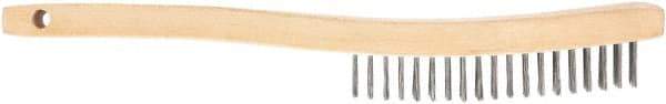 DeWALT - 7 Rows x 3 Columns Steel Scratch Brush - 7-3/4" OAL, 5/8" Trim Length, Wood Toothbrush Handle - Eagle Tool & Supply