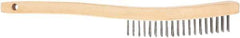 DeWALT - 19 Rows x 3 Columns Steel Scratch Brush - 13-11/16" OAL, 1-1/8" Trim Length, Wood Curved Handle - Eagle Tool & Supply