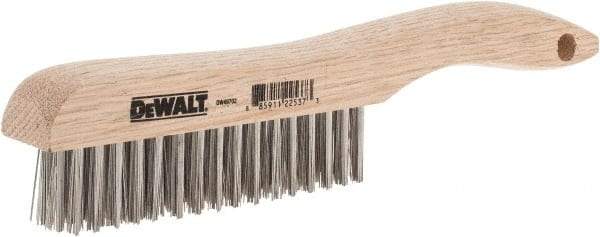 DeWALT - 15 Rows x 4 Columns Stainless Steel Scratch Brush - 10" OAL, 1-1/8" Trim Length, Wood Shoe Handle - Eagle Tool & Supply