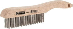 DeWALT - 15 Rows x 4 Columns Stainless Steel Scratch Brush - 10" OAL, 1-1/8" Trim Length, Wood Shoe Handle - Eagle Tool & Supply