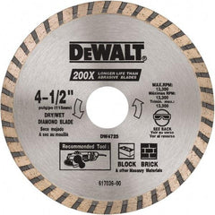 DeWALT - 4-1/2" Diam, 5/8 & 7/8" Arbor Hole Diam, Wet & Dry Cut Saw Blade - Diamond Matrix, Standard Round Arbor - Eagle Tool & Supply