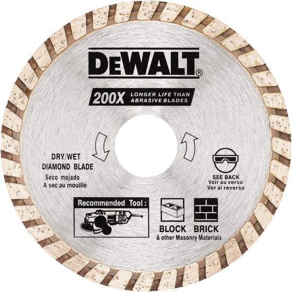 DeWALT - 4" Diam, 5/8 & 7/8" Arbor Hole Diam, Wet & Dry Cut Saw Blade - Diamond Matrix, Standard Round Arbor - Eagle Tool & Supply