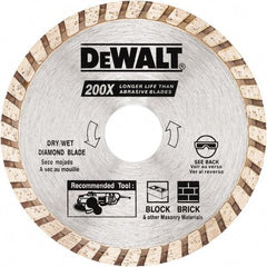 DeWALT - 4" Diam, 5/8 & 7/8" Arbor Hole Diam, Wet & Dry Cut Saw Blade - Diamond Matrix, Standard Round Arbor - Eagle Tool & Supply