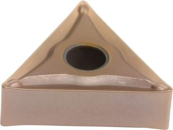 Sumitomo - TNMG331 ESU Grade T3000Z Cermet Turning Insert - TiN/AlN Finish, 60° Triangle, 3/8" Inscr Circle, 3/16" Thick, 1/64" Corner Radius - Eagle Tool & Supply