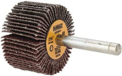 DeWALT - 1-1/2" Diam x 1" Face Width, Coarse Aluminum Oxide Coated Mounted Flap Wheel - 1/4" Shank Mount, 40 Grit, Cloth Backing, 25,000 Max RPM - Eagle Tool & Supply