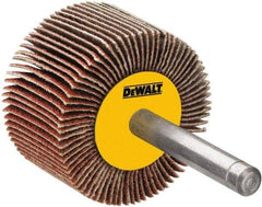 DeWALT - 2-1/2" Diam x 1" Face Width, Very Fine Aluminum Oxide Coated Mounted Flap Wheel - 1/4" Shank Mount, 180 Grit, Cloth Backing, 25,000 Max RPM - Eagle Tool & Supply