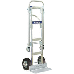 Wesco Industrial Products - 600 Lb Capacity 61-3/4" OAH Hand Truck - 16 x 12" Base Plate, Continuous Handle, Aluminum, Semi-Pneumatic Wheels - Eagle Tool & Supply