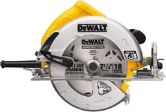 DeWALT - 15 Amps, 7-1/4" Blade Diam, 5,200 RPM, Electric Circular Saw - 120 Volts, 5/8" Arbor Hole, Right Blade - Eagle Tool & Supply