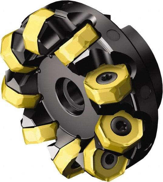 Sandvik Coromant - 4" Cut Diam, 1-1/2" Arbor Hole, 5.2mm Max Depth of Cut, 42° Indexable Chamfer & Angle Face Mill - 11 Inserts, 745R-2109 Insert, Right Hand Cut, 11 Flutes, Through Coolant, Series Coromill 745 - Eagle Tool & Supply