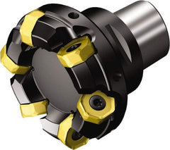 Sandvik Coromant - 100mm Cut Diam, 80mm Arbor Hole, 5.2mm Max Depth of Cut, 42° Indexable Chamfer & Angle Face Mill - 7 Inserts, 745R-2109 Insert, Right Hand Cut, 7 Flutes, Through Coolant, Series Coromill 745 - Eagle Tool & Supply