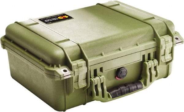 Pelican Products, Inc. - 13" Wide x 6-53/64" High, Clamshell Hard Case - Olive, Polyethylene - Eagle Tool & Supply