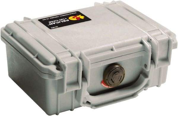 Pelican Products, Inc. - 7-51/64" Wide x 4-19/64" High, Clamshell Hard Case - Silver, Polyethylene - Eagle Tool & Supply