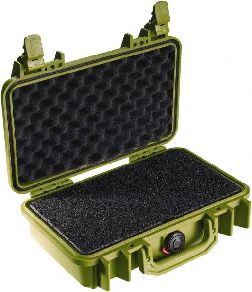 Pelican Products, Inc. - 8-11/32" Wide x 3-25/32" High, Clamshell Hard Case - Olive, Polyethylene - Eagle Tool & Supply