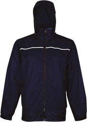 Viking - Size L, Navy, Rain, Wind Resistant Rain Jacket - 43" Chest, 3 Pockets, Attached Hood - Eagle Tool & Supply