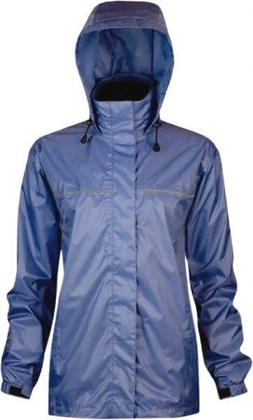 Viking - Size XL, Blue, Rain, Wind Resistant Rain Jacket - 47" Chest, 3 Pockets, Attached Hood - Eagle Tool & Supply
