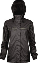 Viking - Size L, Black, Rain, Wind Resistant Rain Jacket - 43" Chest, 3 Pockets, Attached Hood - Eagle Tool & Supply