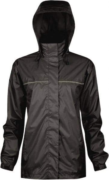 Viking - Size S, Black, Rain, Wind Resistant Rain Jacket - 37" Chest, 3 Pockets, Attached Hood - Eagle Tool & Supply
