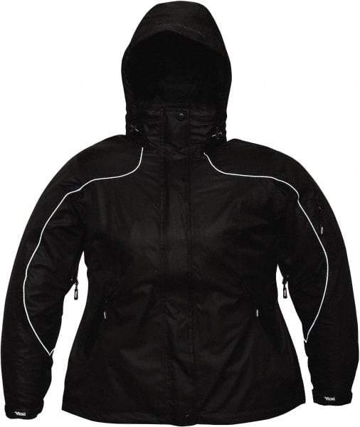 Viking - Size 2XL, Black, Rain, Wind Resistant Jacket - 51" Chest, 4 Pockets, Detachable Hood - Eagle Tool & Supply