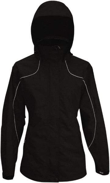 Viking - Size S, Black, Rain, Wind Resistant Jacket - 37" Chest, 4 Pockets, Detachable Hood - Eagle Tool & Supply
