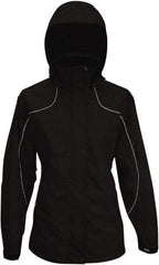 Viking - Size M, Black, Rain, Wind Resistant Jacket - 40" Chest, 4 Pockets, Detachable Hood - Eagle Tool & Supply