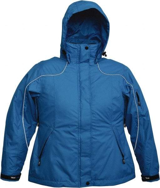 Viking - Size M, Blue, Rain, Wind Resistant Jacket - 40" Chest, 4 Pockets, Detachable Hood - Eagle Tool & Supply