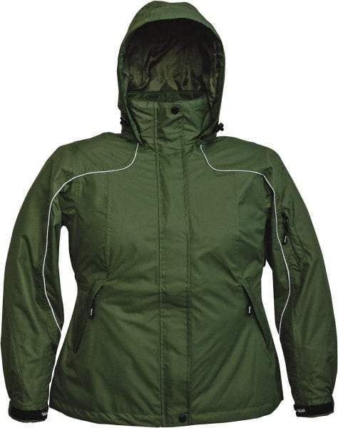 Viking - Size L, Green, Rain, Wind Resistant Jacket - 43" Chest, 4 Pockets, Detachable Hood - Eagle Tool & Supply