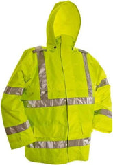 Viking - Size L, High Visibility Lime, Rain, Wind Resistant Jacket - 43" Chest, 3 Pockets, Detachable Hood - Eagle Tool & Supply