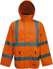 Viking - Size S, High Visibility Orange, Rain, Wind Resistant Jacket - 37" Chest, 4 Pockets, Detachable Hood - Eagle Tool & Supply