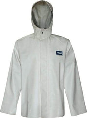 Viking - Size M, White, Rain, Chemical, Wind Resistant Jacket - 40" Chest, Detachable Hood - Eagle Tool & Supply