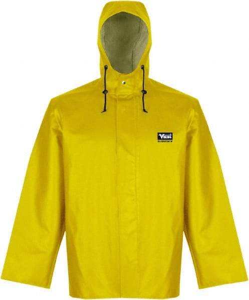 Viking - Size 2XL, Yellow, Rain, Chemical, Wind Resistant Jacket - 51" Chest, Detachable Hood - Eagle Tool & Supply